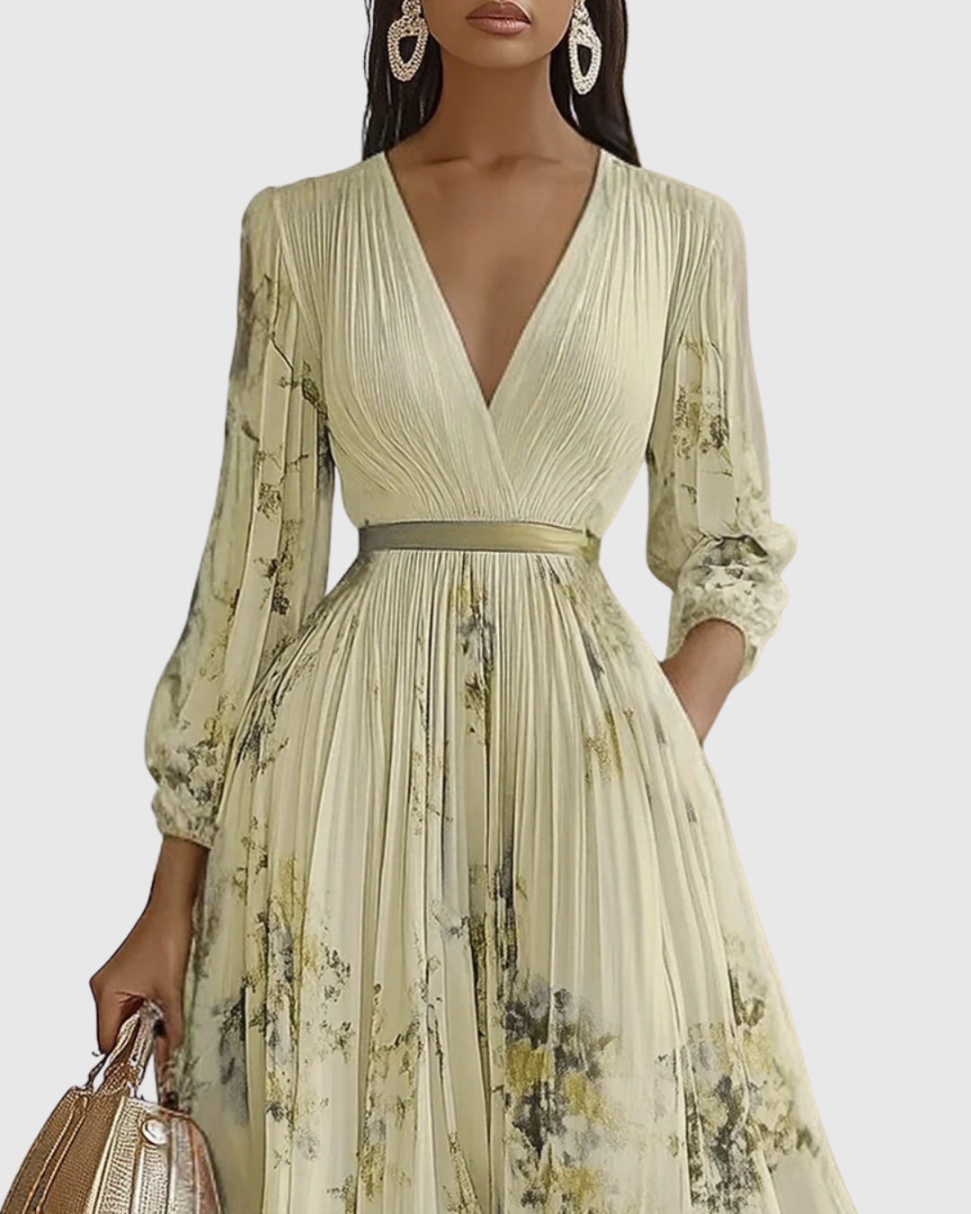 Women's V-Neck A-Line Midi Dress 8
