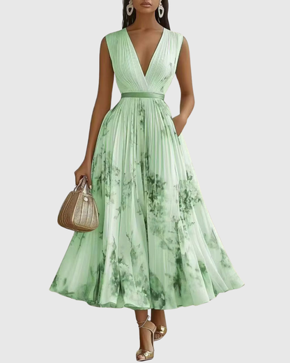 Women's V-Neck A-Line Midi Dress 9